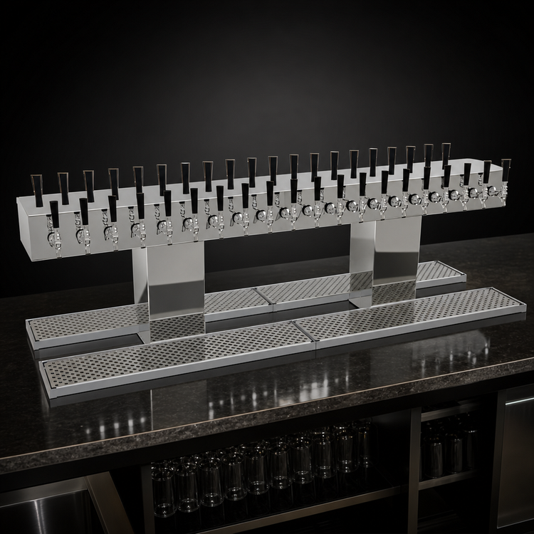 Product image #3 for Glastender Double-Sided Countertop Glycol-Cooled Draft Dispensing Tower, 40 Faucets, Mirror Finish