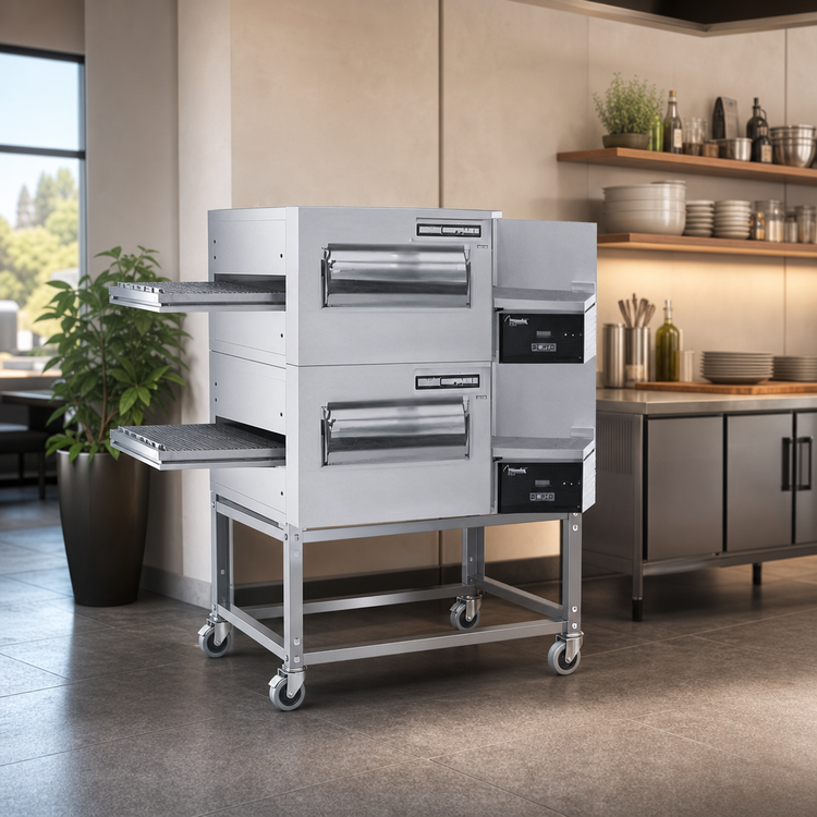 Product image #3 for Lincoln Impinger II Ventless Double-Stack Electric Conveyor Pizza Oven Package with easyTouch Controls