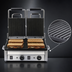 Thumbnail image #3 for Omcan Double Countertop Panini Grill with Grooved Cast Iron Top & Bottom Plates, 10 x 18 Inch, 220V