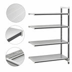 Thumbnail image #3 for Cambro Camshelving® Elements EXA246084S4480 Stationary Solid 4-Shelf Add-On Shelving Unit, 24 x 60 x 84 Inch, Speckled Gray