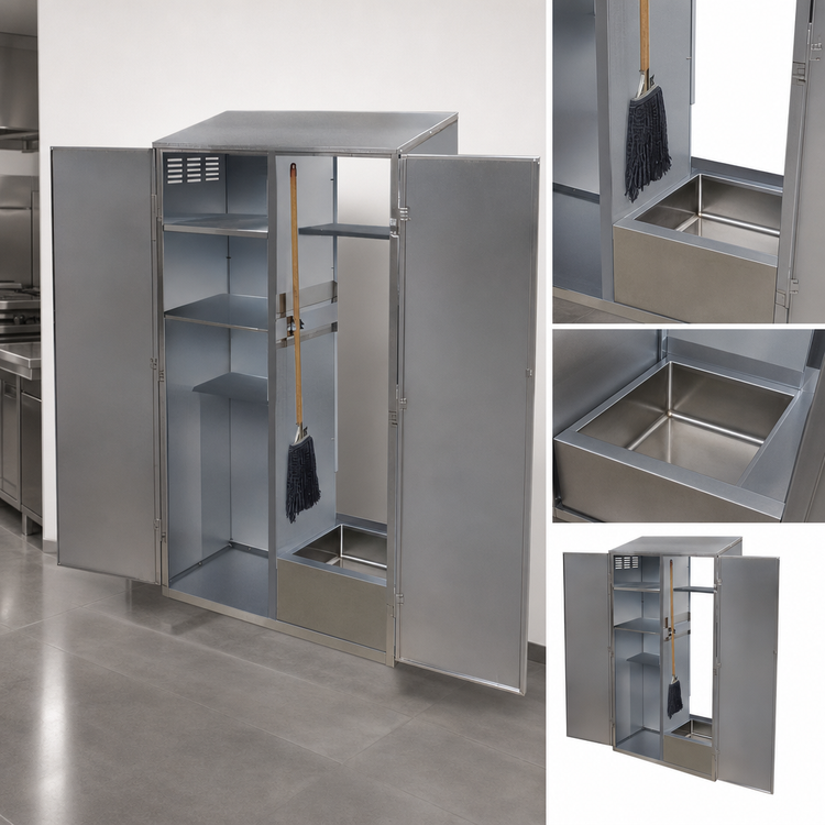 Product image #3 for Stainless Steel Janitor Cabinet with Right Mop Sink, 50-1/4" W x 22-5/8" D x 84" H