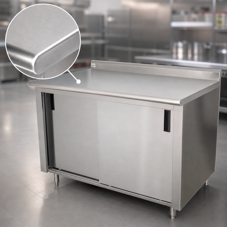 Product image #3 for Advance Tabco 72 Inch x 24 Inch Enclosed Work Table with Cabinet Base and Sliding Doors