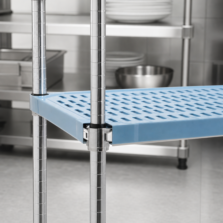 Product image #3 for QuadPlus Solid Blue Polymer Shelf Mat with MICROGARD Antimicrobial Protection, 60 x 21 Inches