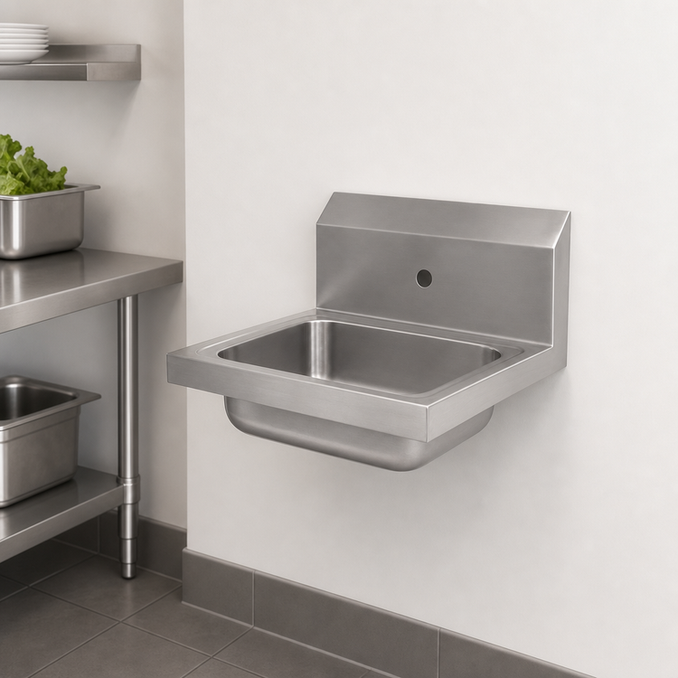 Product image #3 for Advance Tabco Special Value Wall-Mounted Hand Sink, 14 x 10 x 5-Inch Bowl, 304 Stainless Steel, Single Faucet Hole