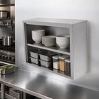 Thumbnail image #3 for John Boos WCO-60-X 60-Inch Wall-Mounted Stainless Steel Open Cabinet with Sloped Top and Fixed Shelf