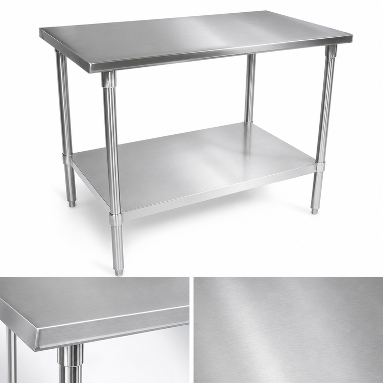 Product image #3 for Stallion 30 x 36 Inch 14 Gauge 300-Series Stainless Steel Top Work Table with Galvanized Legs and Adjustable Undershelf