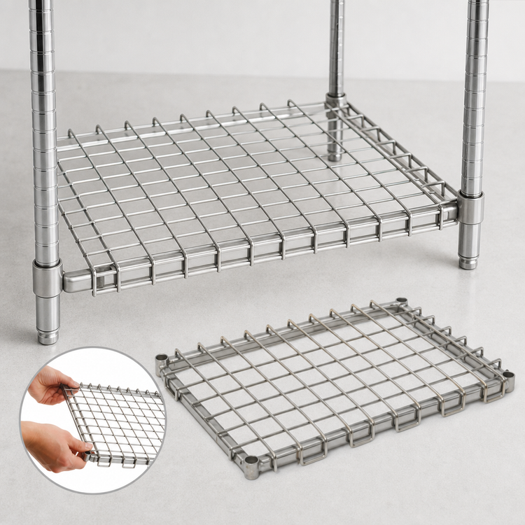 Product image #3 for Eagle Group Chrome Dunnage Shelf with Removable Wire Mat, 24" W x 21" D