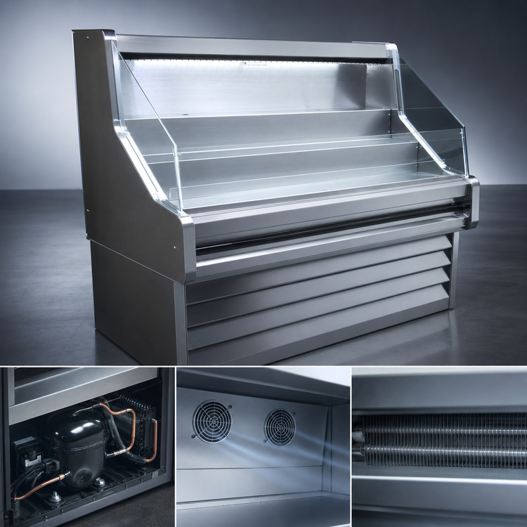 Product image #3 for Howard-McCray Ovation Series 75-Inch Self-Contained Open-Air Merchandiser with Stainless Steel Finish and LED Lighting