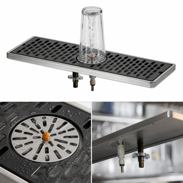 Product image #3 for Perlick 6000 Series Surface-Mount Stainless Steel Glass Drainer with Center Rinser