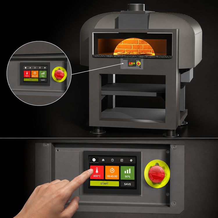 Product image #3 for Round Enclosed Gas-Fired Brick Deck Pizza Oven with Touch-Screen Controls