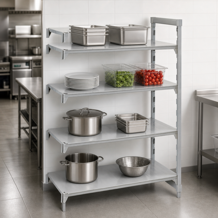 Product image #4 for Cambro Camshelving Premium 21" x 60" x 72" Solid Add-On Shelving Unit, 4-Tier