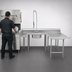 Thumbnail image #3 for Advance Tabco U-Shaped Right-To-Left Soiled Dishtable with Pre-Rinse Sink, 108 x 84 Inches