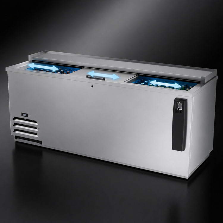Product image #3 for Frosty Brew 80-Inch Flat Top Bottle Cooler with 3 Sliding Lids
