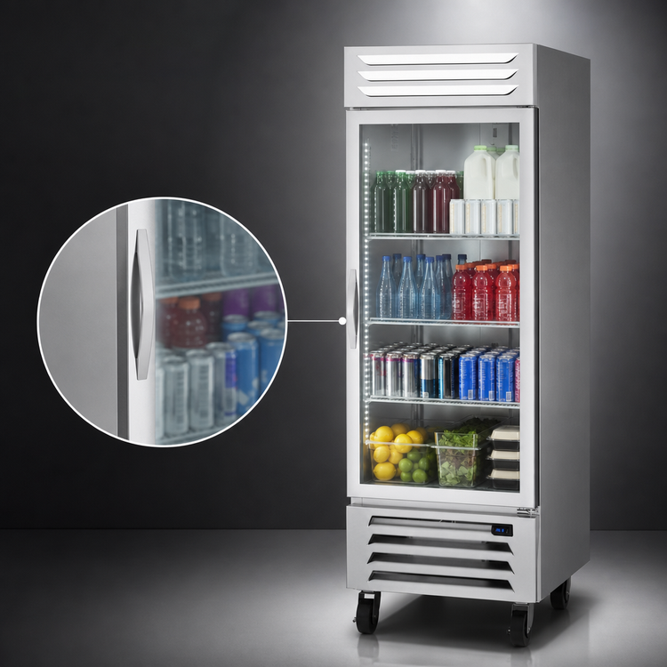 Product image #3 for Beverage-Air Vista® Series One-Section Reach-In Refrigerator with Glass Door, 25.97 Cu. Ft., Bottom-Mounted Self-Contained