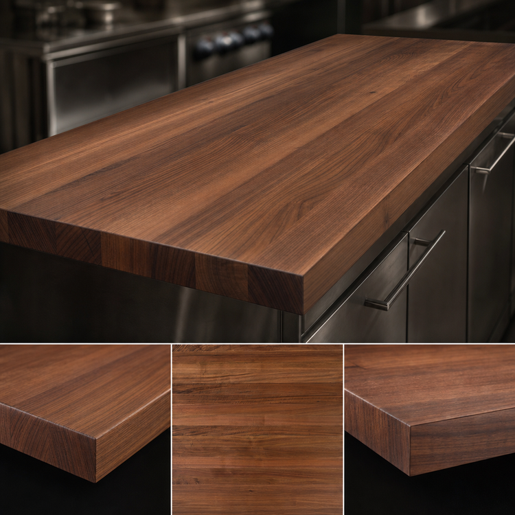 Product image #3 for John Boos Boos Block American Black Walnut Full-Length Edge Grain Kitchen Countertop, 96" x 30" x 1-1/2"