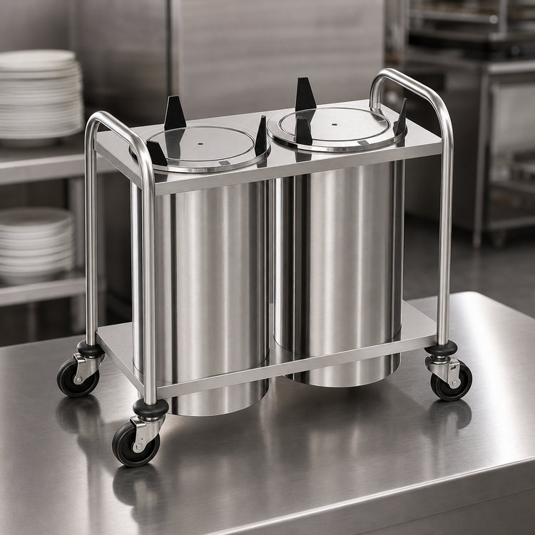 Product image #3 for Atlas Metal MOPD3H-10-1/8 Mobile Open Frame Heated Plate Dispenser with 3 Tubes for 10-1/8 Inch Plates