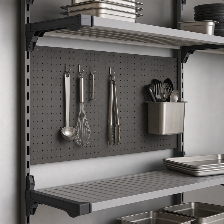 Product image #3 for Cambro Camshelving Elevation Series Wall-Mounted Pegboard, 18 x 48 Inches, Black