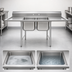 Thumbnail image #3 for Eagle Group 2-Compartment Stainless Steel Sink with Left and Right Drainboards, 96-1/2 Inch Wide
