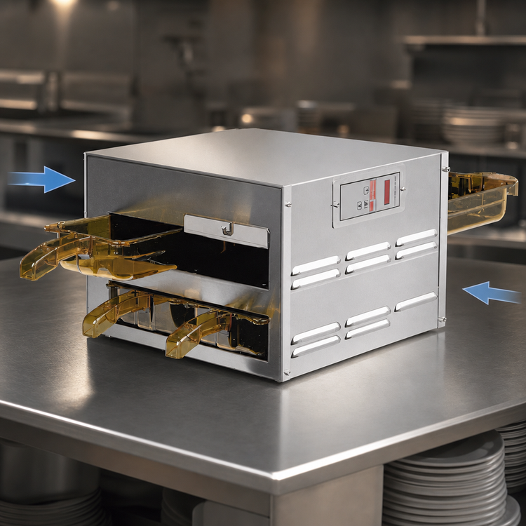 Product image #3 for Henny Penny MPC222.03 Pass-Through Dual-Access Modular Heated Holding Cabinet, 4 Drawer Pans, 2-Tier, 120V