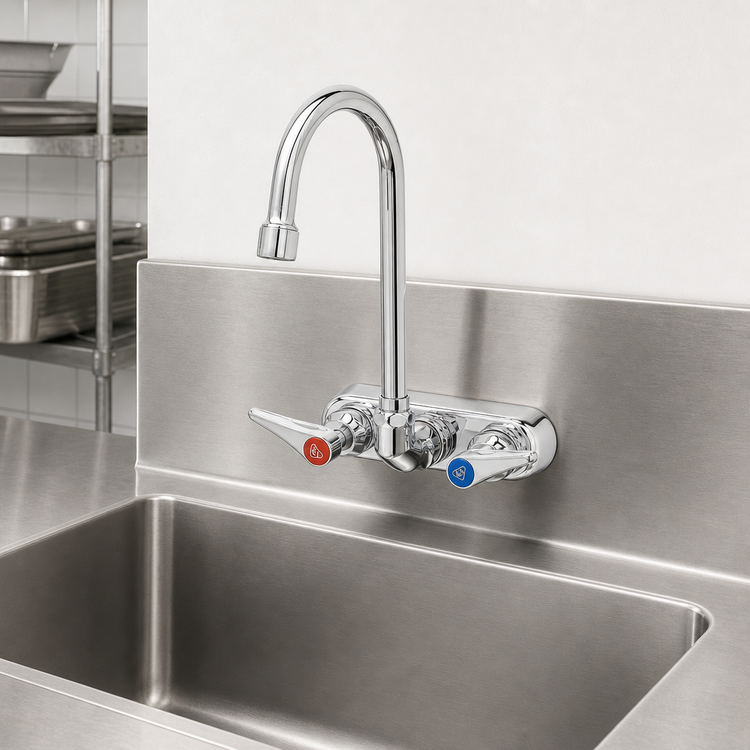 Product image #3 for T&S Brass Wall-Mount Workboard Faucet with 4-Inch Centers and 4-3/8-Inch Gooseneck Nozzle
