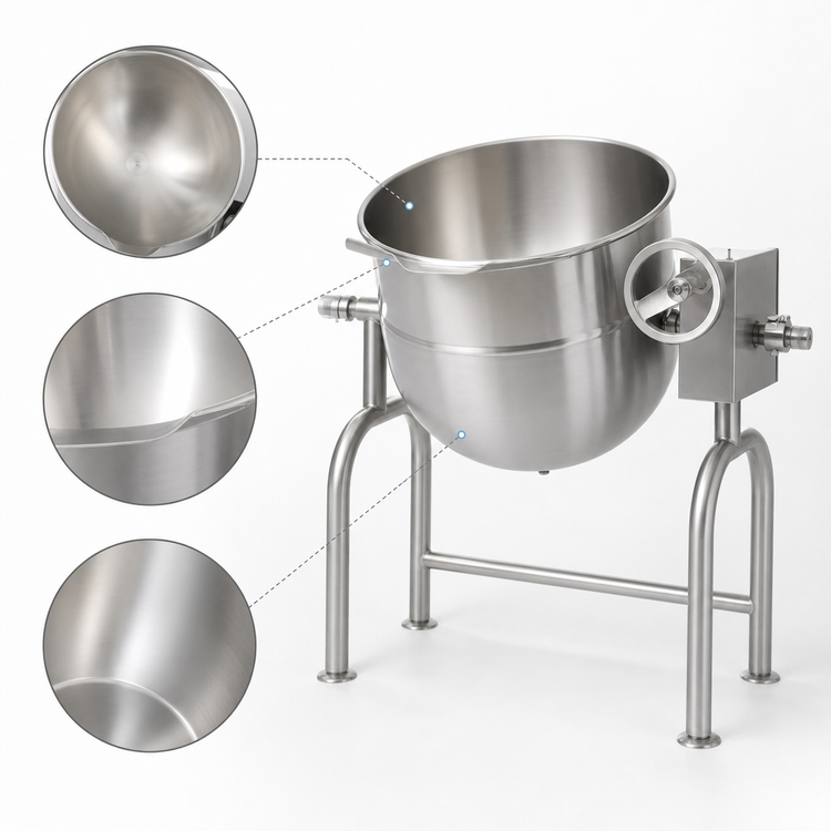 Product image #3 for Legion 50-Gallon Direct Steam Tilting Kettle, 2/3 Jacketed, 304 Stainless Steel