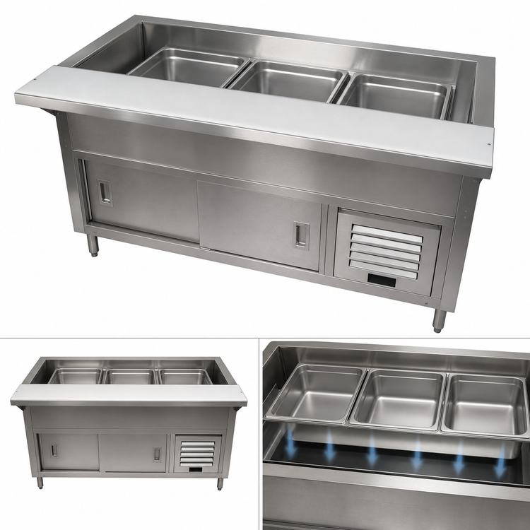 Product image #3 for Advance Tabco 3-Pan Refrigerated Cold Pan Table with Enclosed Base and Sliding Doors