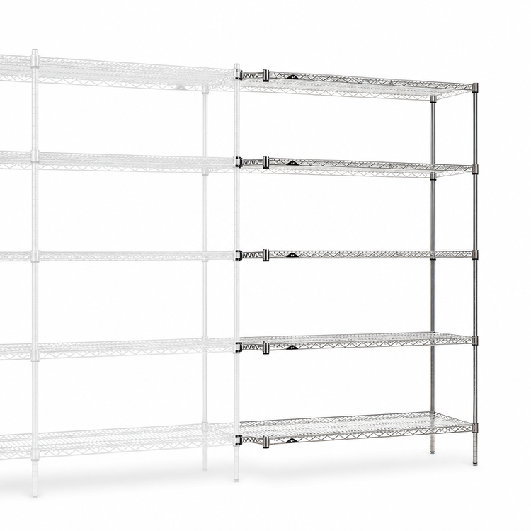 Product image #3 for Super Erecta Chrome Plated Add-On Wire Shelving Unit, 24 x 24 x 74 Inches, 5 Shelves