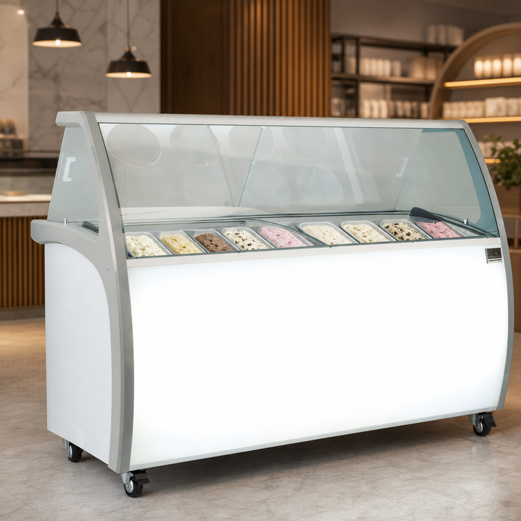 Product image #3 for Kelvinator Commercial 10-Tub Front-of-House Ice Cream or Gelato Dipping Cabinet, 67-3/4 Inch Wide