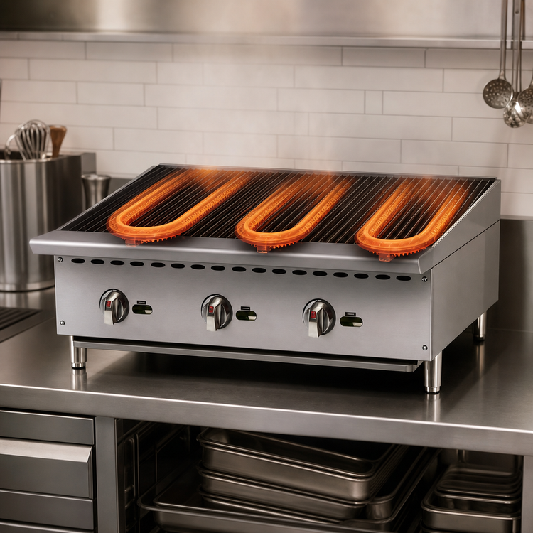 Product image #3 for Spectrum 36-Inch Countertop Natural Gas Radiant Charbroiler, 3 Burners