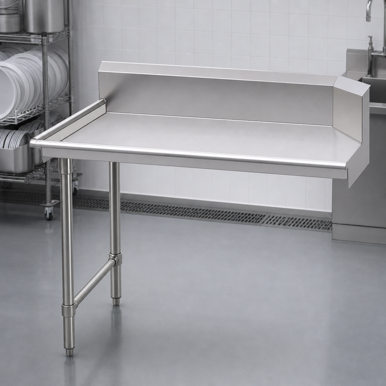 Product image #3 for John Boos Pro-Bowl Clean Straight Stainless Steel Dish Table with 10-Inch Boxed Backsplash, 96-Inch, Right-to-Left Operation