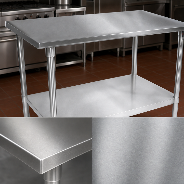 Product image #3 for John Boos Stallion 48-Inch x 30-Inch Stainless Steel Top Work Table with Galvanized Legs and Adjustable Undershelf