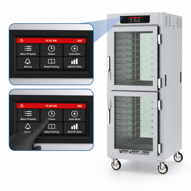 Product image #3 for Metro C5 8 Series Mobile Full-Height Pass-Thru Controlled Temperature Heated Holding Cabinet with Dutch Double Glass Doors