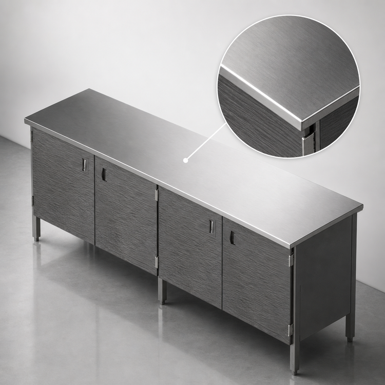 Product image #3 for John Boos Enclosed Base Stainless Steel Work Table with Hinged Doors, 144 x 24 Inches