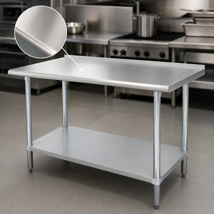 Product image #3 for Advance Tabco 72-Inch x 30-Inch Stainless Steel Work Table with 1-1/2-Inch Rear Up-Turn and Galvanized Undershelf