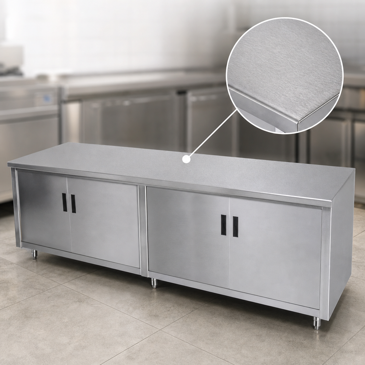 Product image #3 for Advance Tabco Special Value Series Enclosed Work Table with Cabinet Base, 120 x 24 Inches, 16-Gauge 304 Stainless Steel Top