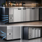 Thumbnail image #3 for Hoshizaki BB95-S Three-Section Reach-In Back Bar Refrigerator, 3 Solid Swing Doors, Stainless Steel, 95.5 in.