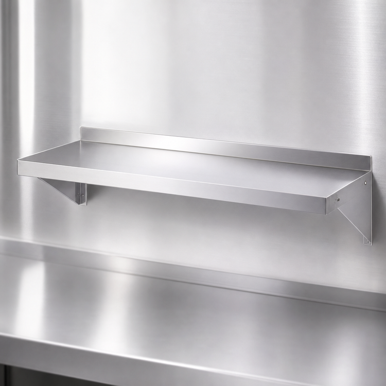 Product image #3 for Turbo Air TSWS-1260 Wall-Mounted 304 Stainless Steel Shelf with 2-Inch Rear Up-Turn, 60 x 12 Inches