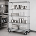 Thumbnail image #3 for Quantum 48 Inch x 18 Inch Mobile Enclosure Cart, 4-Shelf Wire Shelving Unit, Chrome-Plated Finish