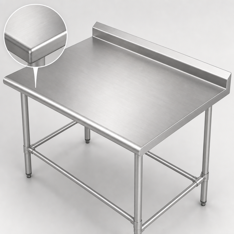 Product image #3 for Sapphire Manufacturing 48-Inch x 24-Inch 18-Gauge Stainless Steel Work Table with 5-Inch Backsplash