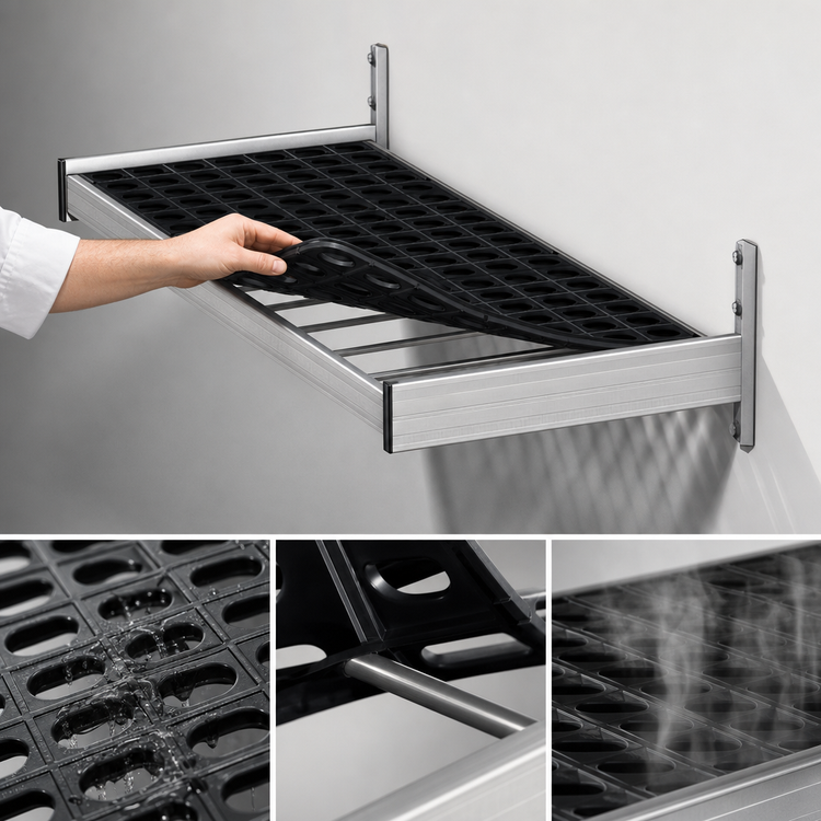 Product image #3 for Fermod Vented Wall Shelf with Removable Polymer Inserts, 59 Inch W x 18 Inch D
