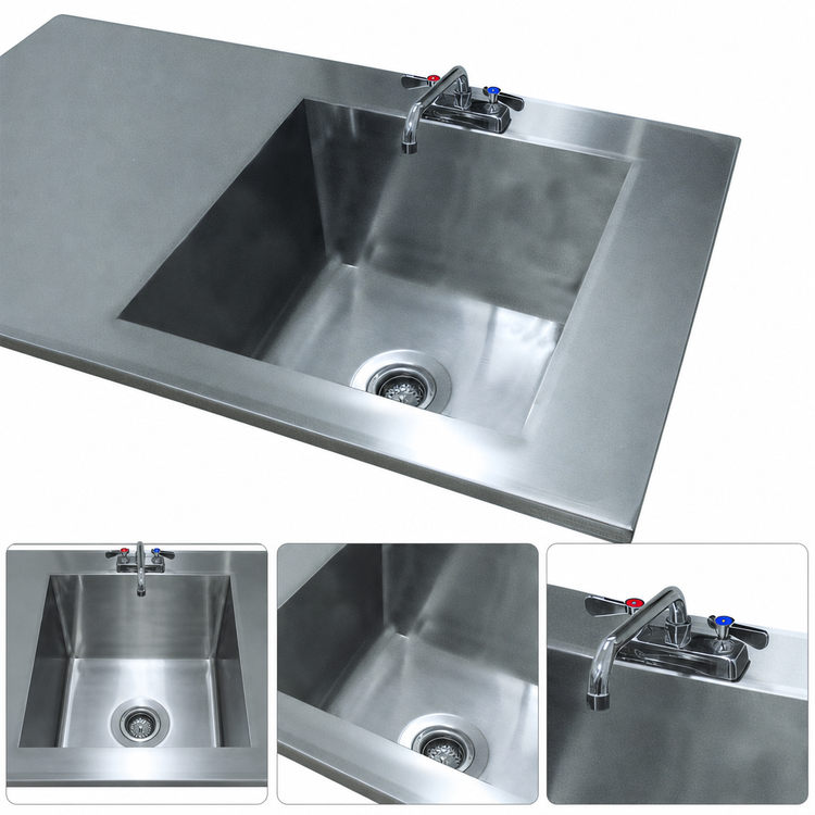 Product image #3 for Advance Tabco Single Bowl Welded Table Top Sink with 20 x 20 x 8 Inch Bowl and Faucet