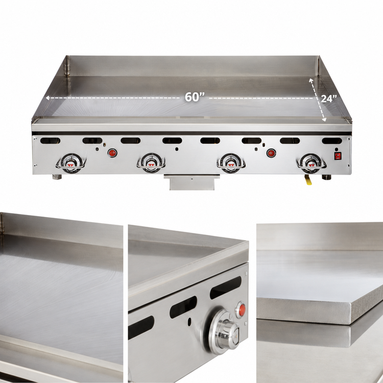 Product image #4 for Vulcan 960RX 60-Inch Heavy Duty Countertop Gas Griddle with 24-Inch Deep Polished Steel Plate
