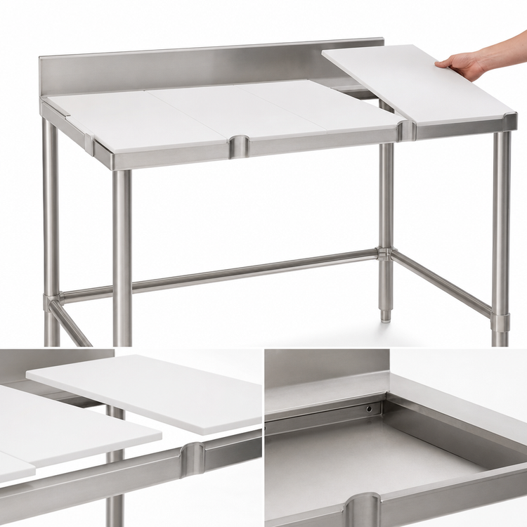 Product image #3 for Eagle Group 108-Inch x 30-Inch Poly Top Trimming Table with Removable Backsplash