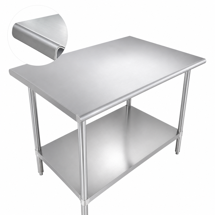 Product image #3 for 72 Inch x 14 Inch 18-Gauge 400 Series Stainless Steel Commercial Work Table with Adjustable Undershelf