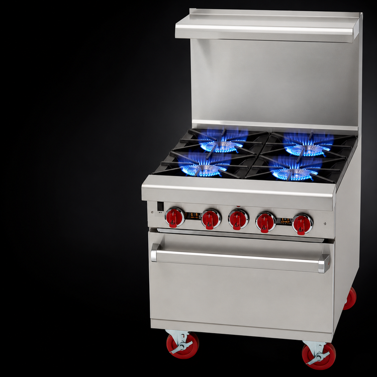 Product image #3 for American Range Green Flame ARGF-4 24-Inch Commercial Gas Range with 4 Open Burners and Oven