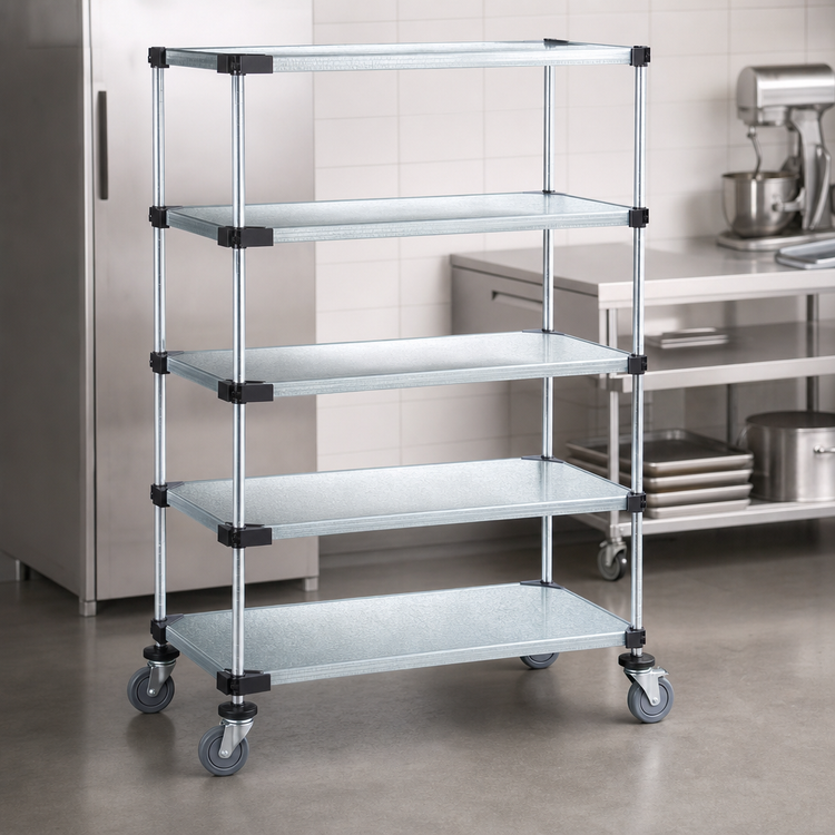 Product image #3 for Quantum 36-Inch W x 18-Inch D x 80-Inch H Mobile Shelving Cart with 5 Solid Galvanized Steel Shelves