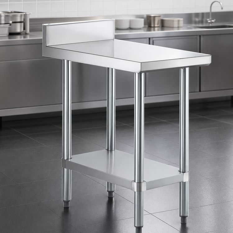 Product image #3 for Steel Works Stainless 12 x 30 x 34 Inch 304 Stainless Steel Work Table with Undershelf and 2 Inch Rear Backsplash