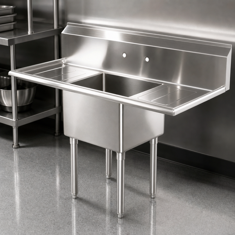 Product image #3 for Serv-Ware 54-Inch Economy 1-Compartment Sink with Dual 18-Inch Drainboards
