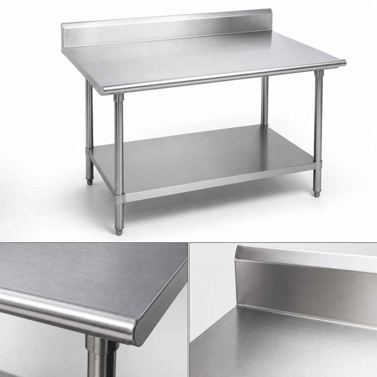 Product image #3 for Advance Tabco 30 x 30 Inch Square Stainless Steel Work Table with 5 Inch Backsplash and Adjustable Undershelf
