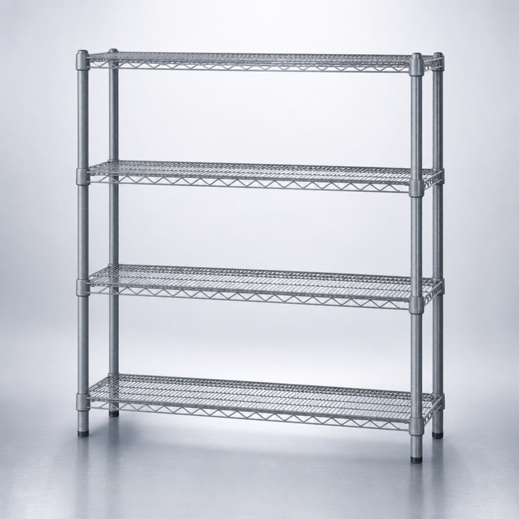 Product image #3 for Eagle Group Valu-Master 4-Tier Wire Shelving Starter Unit, 72W x 21D x 63H, Pewter Gray Epoxy